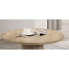 Contemporary Style Round Coffee Table With Cone Shape Pedestal Base Rubberwood Structure Oak Finish - 3 of 4