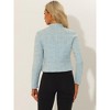 INSPIRE CHIC Women's Tweed Stand Collar Business Open Front Cropped Jacket - 3 of 4