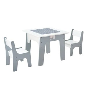 Kids Activity Table Set,Building Blocks Double-Sided Tabletop for Kids 3+ Years - 1 of 4
