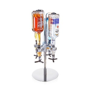 True 4 Bottle Liquor Tap, Whiskey Bottle Holder and Shot Pourer, Alcohol Dispenser for Home Bar, Silicone, Set of 1, Aluminum - 1 of 4