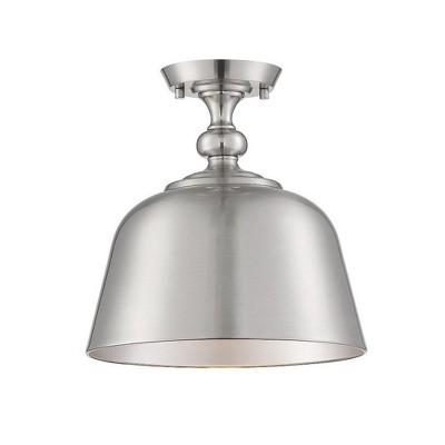 Matte Black Glass and Nickel Semi-Flush Mount Light