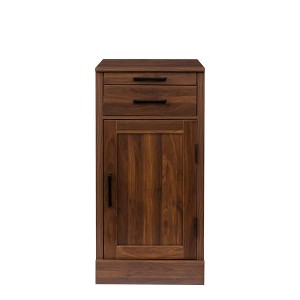 Vynxaria Bar Serving Carts, Brown Walnut Modular Wine Bar Cabinet with Hutch - 1 of 4