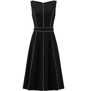 INSPIRE CHIC Women's A-Line Sleeveless Contrast Trim Wear to Work Cocktail Fit and Flare Dress - 1 of 4