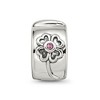 Black Bow Jewelry Sterling Silver with Pink Crystals Hinged Flower Clip Bead Charm - 3 of 4