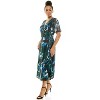 Harlow & Rose Womens Puff Sleeve Faux Wrap Midi Dress - 2 of 4