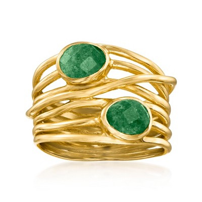 Ross-Simons 1.40 ct. t.w. Emerald Multi-Row Ring in 18kt Gold Over Sterling