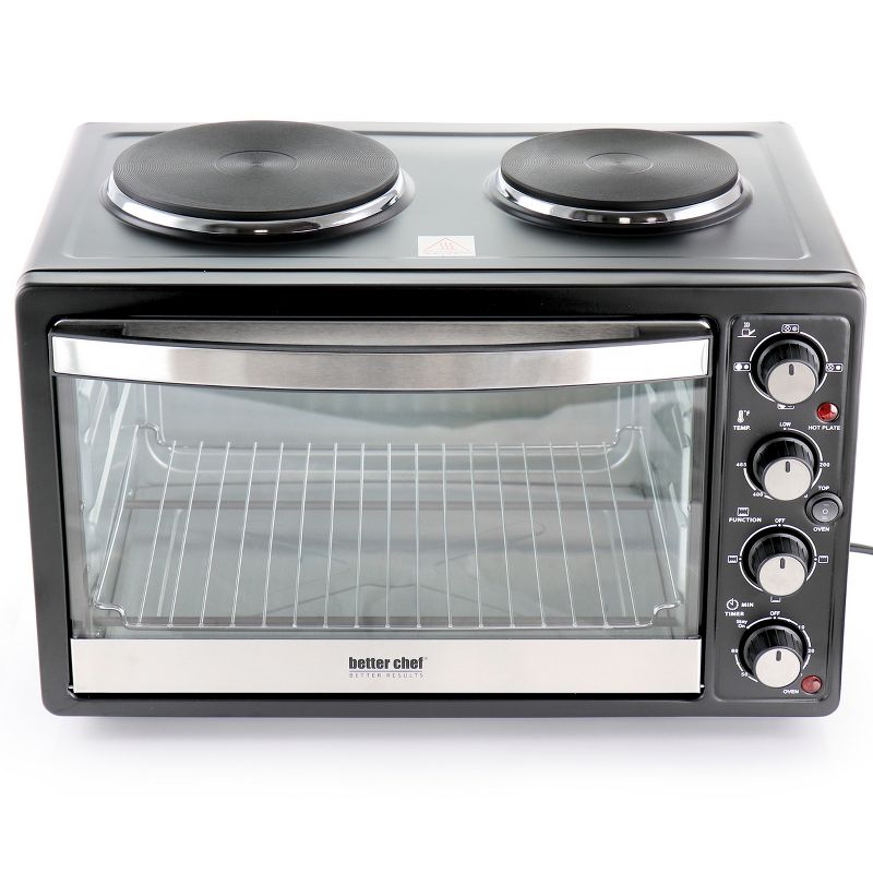 Better Chef Chef Central XL Toaster Oven and Broiler with Dual Solid Element Burners in Black, 2 of 7