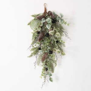 29"H Sullivans Berry And Bell Pine Swag, Green - 1 of 2