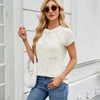 Cap Sleeve Chessboard Sweater with Crew Neck Lightweight Soft Knit Tops with Chest Pocket Summer Casual Tops for Women - 4 of 4