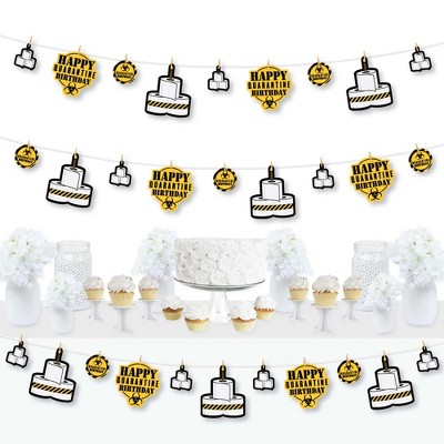 Big Dot of Happiness Happy Quarantine Birthday - Social Distancing Party DIY Decorations - Clothespin Garland Banner - 44 Pieces