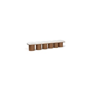 Meridian Furniture,Pavilion Cream Boucle Fabric Bench - 1 of 4