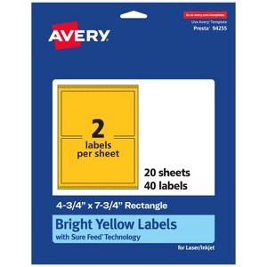Avery Bright Yellow Paper Labels, 4.75" x 7.75" Rectangle - 1 of 4