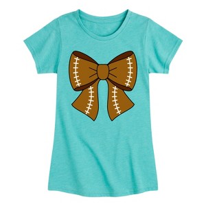 Girls' - Instant Message - Football Bow Fitted Short Sleeve Graphic T-Shirt - 1 of 4