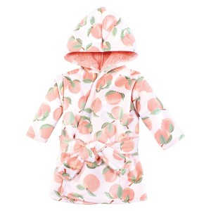 Hudson Baby Infant Girl Mink with Faux Fur Lining Pool and Beach Robe Cover-ups, Peach - 1 of 2