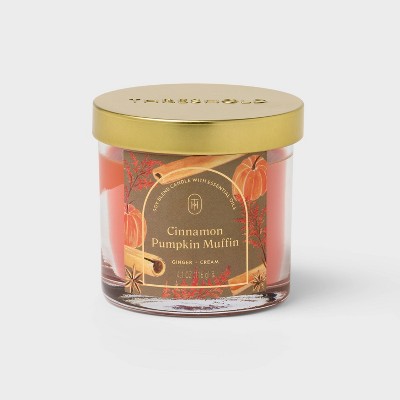 Mini Glass Cinnamon Pumpkin Muffin Jar Candle with Lid - Threshold™