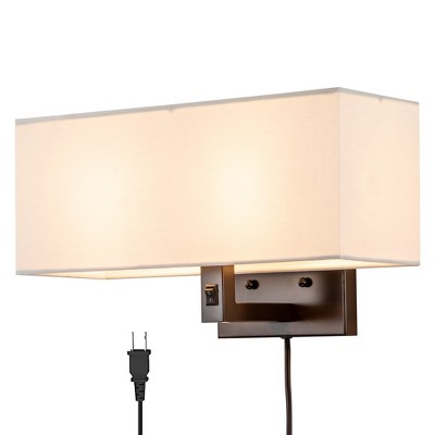 C Cattleya 2-Light Oil-rubbed Bronze Finish Wall Sconce with Linen Shade