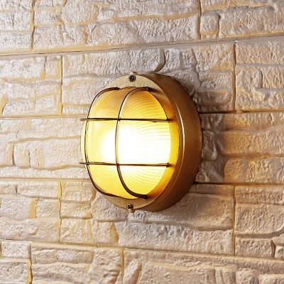 Elson Gold Industrial Outdoor Wall Sconce Set of 2