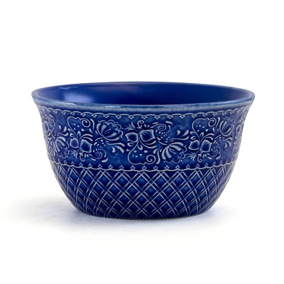 Indigo Lotus Floral Ceramic Square Dinnerware Set, Service for 4