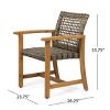 Patio Arm Chair Set Of 2,Wood Patio Chair With Wicker Weave Seat,Outdoor Arm Chair,Arm Chair For Patio,Backyard-Cuddlewood - 4 of 4
