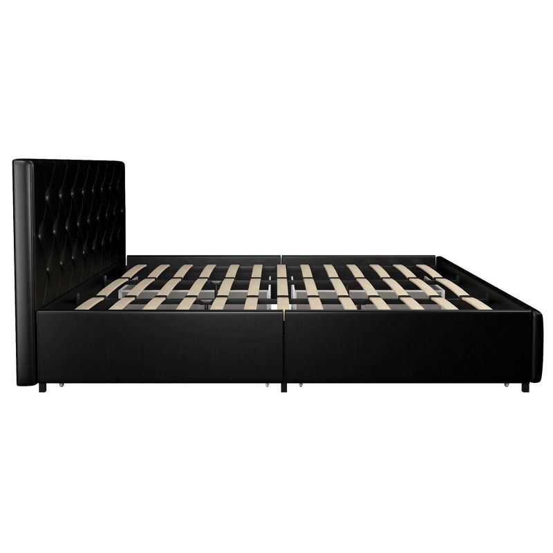 Dalia Faux Leather Upholstered Bed with Storage Black - Room & Joy, 4 of 15