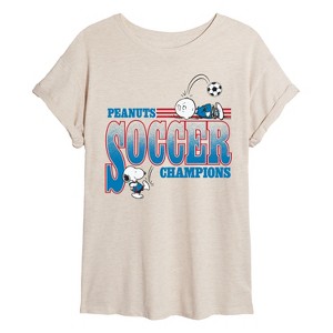 Women's - Peanuts - Soccer Champ Peanuts Oversized Graphic T-Shirt - 1 of 4