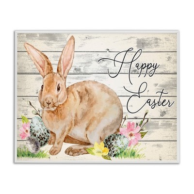 Stupell Industries Spring Floral Happy Easter Bunny, 30" x 24"