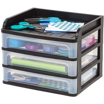  IRIS USA 6 Qt. Small Plastic Stacking Drawer, 4-Pack, Stackable  Storage Organizer Unit with Sliding Drawer for Bedroom Kitchen Under Sink  Pantry Craft Room Dorm Office, Black