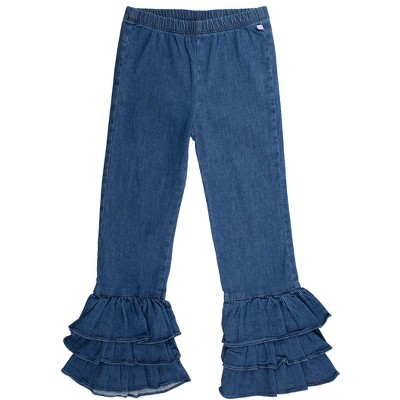 RuffleButts Girls Denim Flare Pants