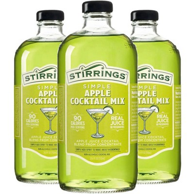 Stirrings Simple Apple Cocktail Mix 750ml Bottles - Real Juice No Preservatives - 90 Calories - Drink Mixer
