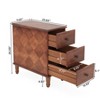 GDFStudio Calthera 11.81" Vintage Wooden 3-Drawer End Table, Brown - 3 of 4