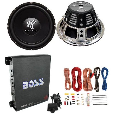 2) HIFONICS HFX12D4  12" 1600W Car Audio DVC Subwoofers +Mono Amplifier+Amp Kit
