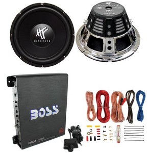 2) HIFONICS HFX12D4  12" 1600W Car Audio DVC Subwoofers +Mono Amplifier+Amp Kit - 1 of 4