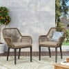 2pk Russel Outdoor Wicker Dining Chairs with Cushions Light Brown/Beige - Christopher Knight Home: Weather-Resistant Iron Frame - 3 of 4