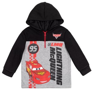 Disney Pixar Cars Lightning McQueen Fleece Half Zip Hoodie Toddler - 1 of 4