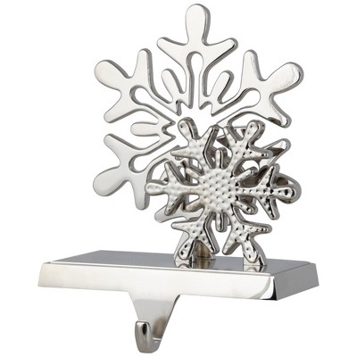 Silver Double Snowflakes Metal Christmas Stocking Holder