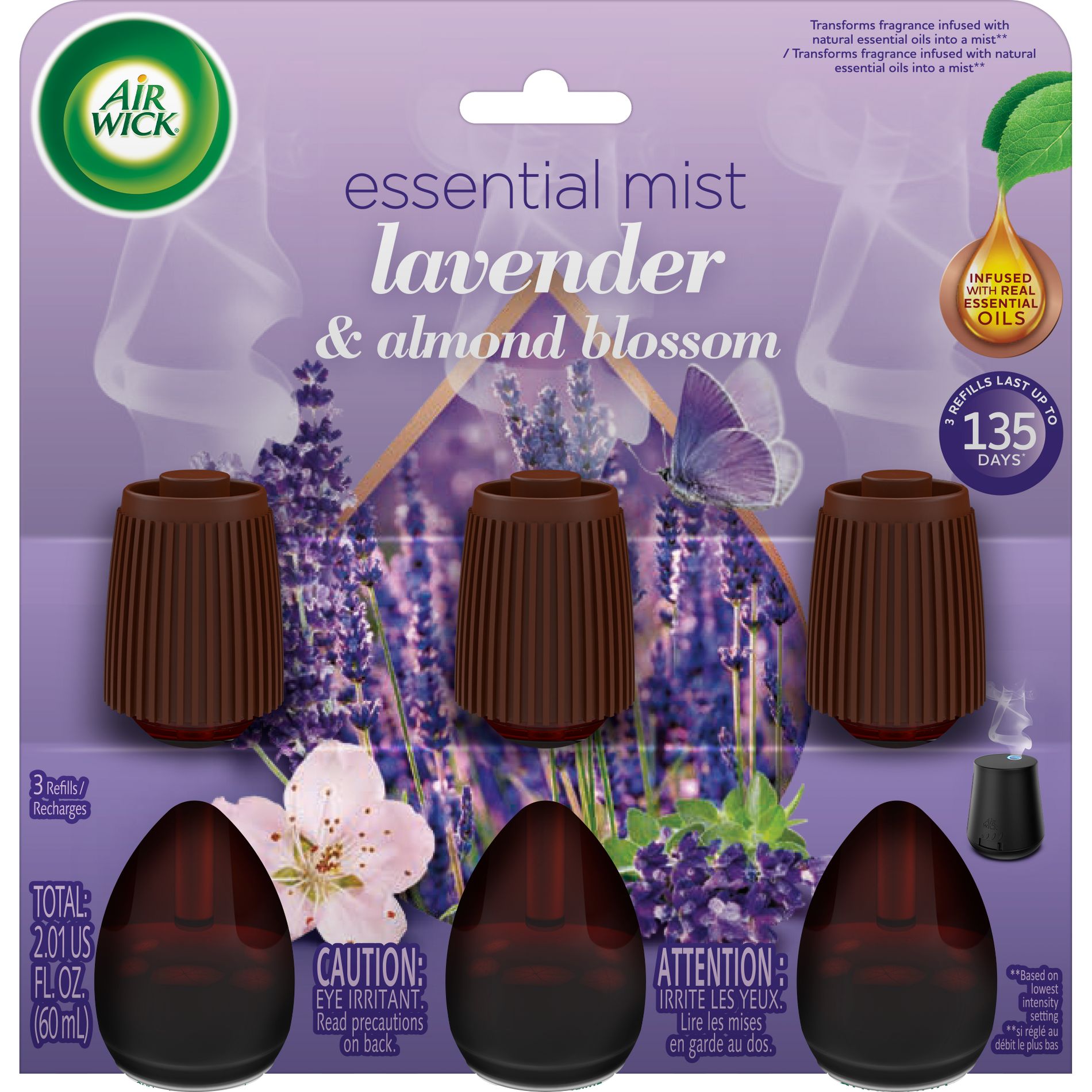 Air Wick Essential Mist Triple Refill - Lavender and Almond Blossom - 2.01 fl oz
