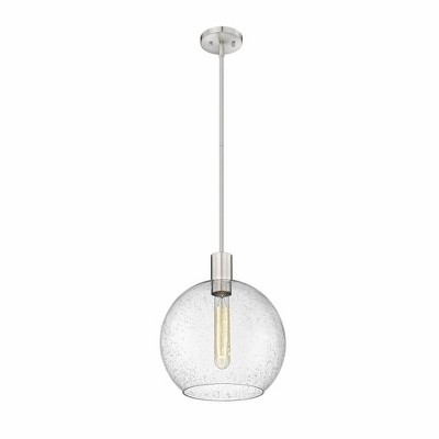 Brushed Nickel Globe Pendant with Clear Glass Shade