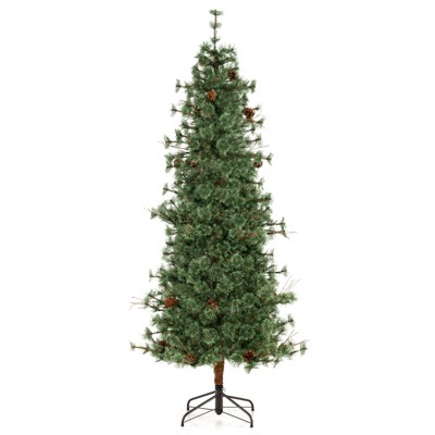 Tangkula 6/7/8 FT Pre-Lit Artificial Christmas Tree Cashmere Xmas Tree w/ 370 Pine Needles