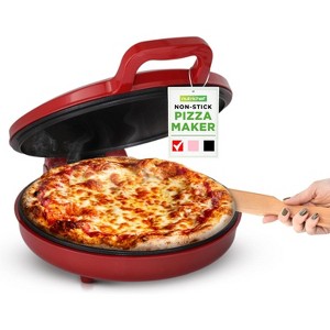 NutriChef 12'' Electric Pizza Maker with Non-Stick Plate & Cool Touch Handle (NCSW837RED) - Red - 1 of 4