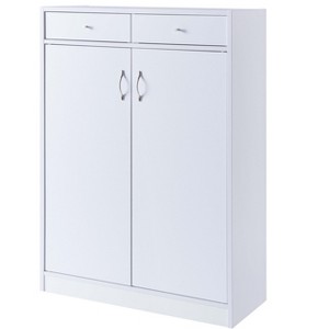 TIRAMISUBEST White Shoe Storage Cabinet with 5 Shelves & 2 Drawers, Entryway Shoe Cabinet for 15 Pairs of Shoes - 1 of 4
