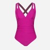 Women's Ruched Cross Back One Piece Swimsuit -Cupshe - 3 of 4