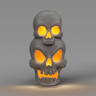 22.5" Light and Sound Stacked Skulls Outdoor Halloween Decorative Prop - Hyde and EEK! Boutique™