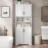 TROPOW 67" Tall Storage Cabinet, Tall Bathroom Cabinet with 4 Doors and Adjustable Shelves, Cupboard for Dining Room, Antique White - 3 of 4