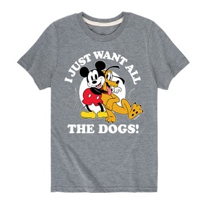 Boys' - Disney - Mickey Pluto Just Want All Dogs Short Sleeve Graphic T-Shirt - 1 of 4