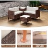 Jojoka 4-Piece All-Weather PE Rattan Patio Sofa Set, Sectional with Loveseat, Coffee Table with Storage, Ideal for Backyard - 4 of 4