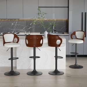 VECELO Swivel Bar Stools Height Adjustable Wooden Barstools, Set of 2 Seats - 1 of 4