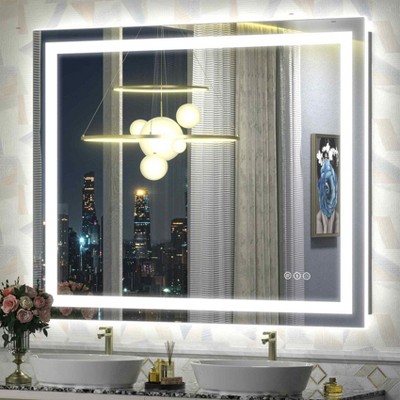 Apmir Super Bright Front & Back LED Lighted Anti-Fog Tempered Glass Bathroom/Vanity Mirror with ETL & 3-Year Warranty