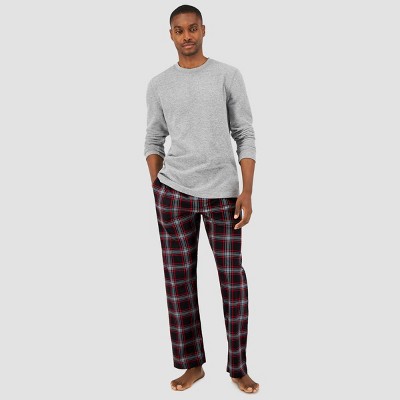 Mens 2 Piece Flannel Pyjama Set Cotton Ultra Soft Lounge Pants Crew Neck T-Shirt