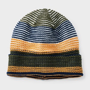 Men's Fleece Lined Striped Beanie - Goodfellow & Co™ Blue/Gold/Green - 1 of 4