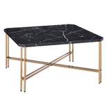 Daxton Faux Marble Square Cocktail Table Black/Gold - Steve Silver Co.